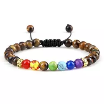 Браслет-подвеска из бисера 7 чакр для женщин и мужчин, 6 мм, натуральный камень, агаты, малахит, рейки, целебные бусины, браслет, ювелирные изделия для йоги, пары