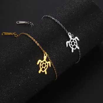 Браслет-подвеска из нержавеющей стали с вырезом в форме черепахи, браслет для девочек, трендовые женские украшения для влюбленных, подарок на годовщину