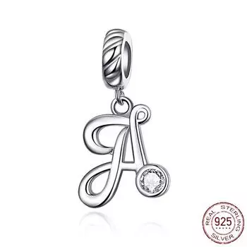 Браслет-подвеска из серебра 925 пробы с буквами AZ и буквами, бусины с именем для женщин, DIY кулон, изготовление ювелирных изделий