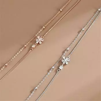 Браслет-подвеска из стерлингового серебра 925 пробы с цирконием и цветком для женщин и девочек, модные свадебные украшения 2022, модные ювелирные аксессуары, Sl422 серебряный