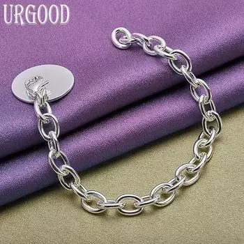 Браслет-подвеска из стерлингового серебра 925 пробы с круглой биркой, подарочные ювелирные изделия для вечеринок 20cm