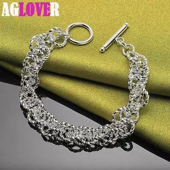 Браслет-подвеска из стерлингового серебра 925 пробы. Изысканные ювелирные изделия. 20cm