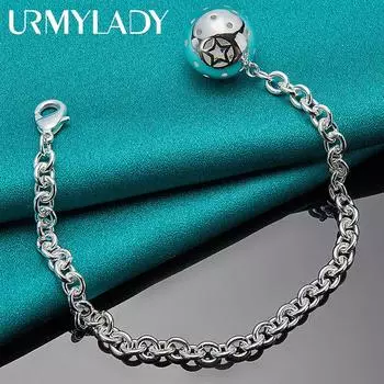 Браслет-подвеска из стерлингового серебра 925 пробы для женщин, свадебная вечеринка, модные очаровательные ювелирные изделия 20cm