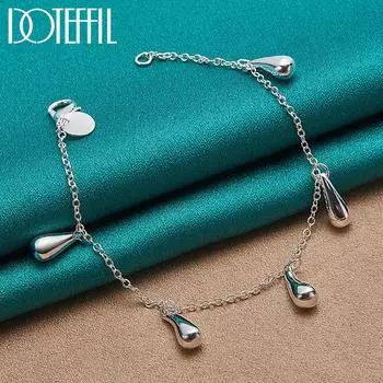 Браслет-подвеска «Капелька» Серебряная бижутерия 20cm