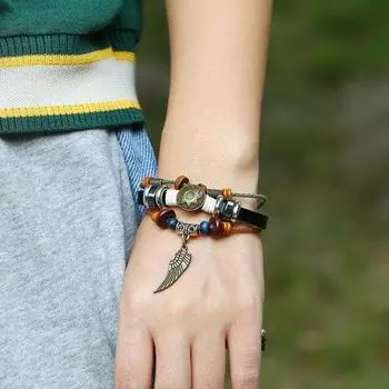 Браслет-подвеска Многослойный изысканный кулон с перьями Браслеты ручной работы из веревки