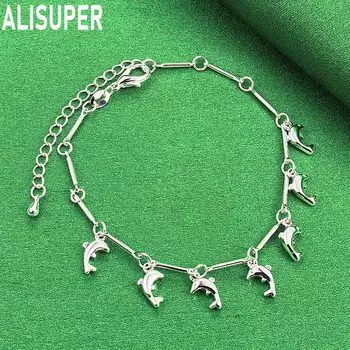 Браслет-подвеска с дельфином из стерлингового серебра 925 пробы, модные ювелирные изделия 20CM