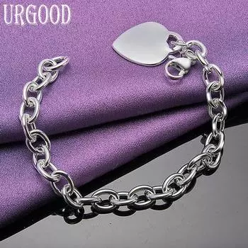 Браслет-подвеска в форме сердца из стерлингового серебра 925 пробы, свадебные модные украшения 20cm