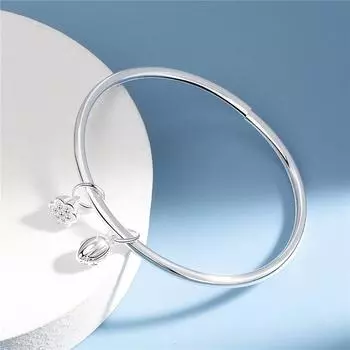 Браслет-подвеска в виде лотоса из стерлингового серебра 925 пробы с кисточками и браслетом для женщин и девочек, элегантная мода 2022, бижутерия, ювелирные изделия Sl243