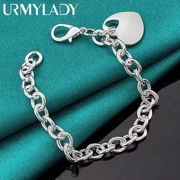 Браслет-подвеска в виде сердца из стерлингового серебра 925 пробы для женщин, свадебные и помолвочные модные вечерние украшения 20cm