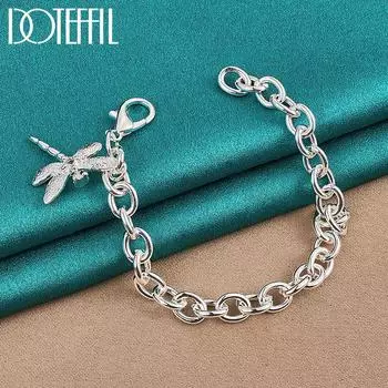 Браслет-подвеска в виде стрекозы, серебряный подарок для вечеринки, романтические украшения 20cm