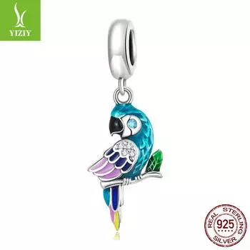 Браслет-подвеска Ziyun Серебряный попугай и перо - Изысканные бусины из серебра 925 пробы, SCC2271 Pendant