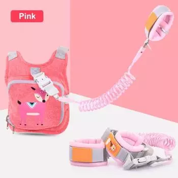 Браслет против потери Легкий дышащий мягкий удобный ремень с пряжкой для защиты от потерь из полиэстера Пружинная веревка для предотвращения потери Ремень для детей розовый