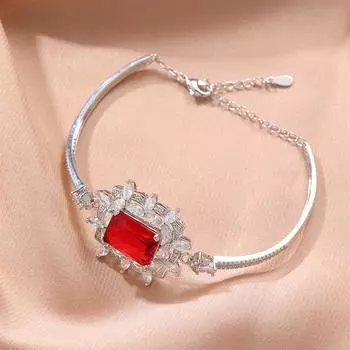 Браслет Прямоугольный инкрустированный имитация цветного сокровища браслет Параиба Изумруд женский браслет