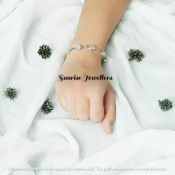 Браслет Rainbow Moonstone, браслет из стерлингового серебра 925 пробы, браслет из серебра в стиле бохо, браслет для женщин, подарок ручной работы Free Size белый