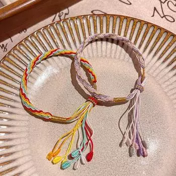 Браслет-реинкарнация в стиле китайского средневековья «рыбий хвост» — красочный, регулируемый, унисекс, плетеный веревочный дизайн S639