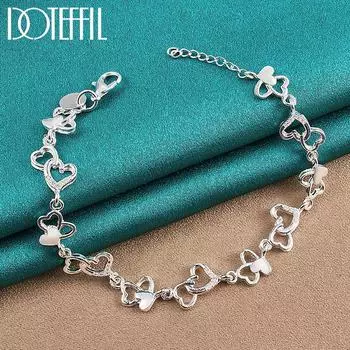 Браслет «Романтическая любовь» Серебряный женский свадебный подарок Модные украшения 20cm