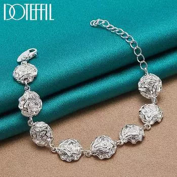 Браслет «Романтическая роза», серебряные красивые украшения 20cm