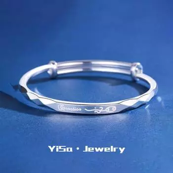 Браслет-ромб с цветком гвоздики серебряный браслет