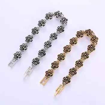 Браслет Роза из старого золота и серебра Женские украшения серебряный