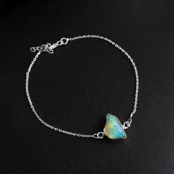 Браслет ручной работы из эфиопского опала из стерлингового серебра 925 пробы, ювелирные изделия