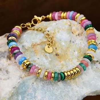 Браслет ручной работы из бусин из богемских драгоценных камней – красочное колье из натуральных камней для сладкого летнего настроения