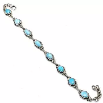 Браслет ручной работы из чистого серебра 925 пробы с драгоценным камнем Natural Republic Ларимар, 7–8 дюймов, g7B99