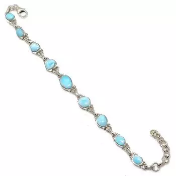 Браслет ручной работы из чистого серебра 925 пробы с драгоценным камнем Natural Republic Ларимар, 7–8 дюймов, M9H50