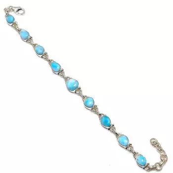 Браслет ручной работы из чистого серебра 925 пробы с драгоценным камнем Natural Republic Ларимар, 7–8 дюймов, N7v50