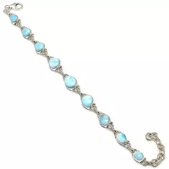 Браслет ручной работы из чистого серебра 925 пробы с драгоценным камнем Natural Republic Ларимар 7-8 дюймов r6f74