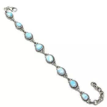 Браслет ручной работы из чистого серебра 925 пробы с драгоценным камнем Natural Republic Ларимар 7-8 дюймов Q7o16