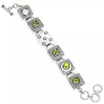 Браслет ручной работы из драгоценного кварца с перидотом 7-8 дюймов