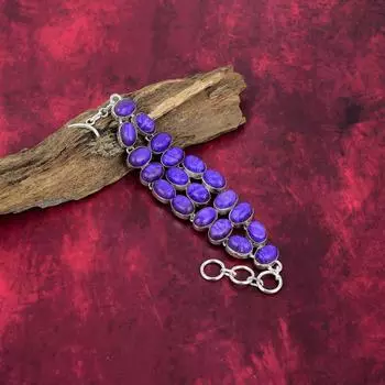 Браслет ручной работы из драгоценных камней чароит, браслет из цельного серебра 925 пробы, старинные ювелирные изделия, подарок на помолвку Adjustable with 8 inches фиолетовый