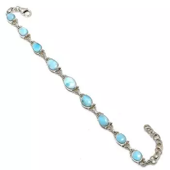 Браслет ручной работы из натурального серебра 925 пробы с драгоценным камнем Ларимар, 7–8 дюймов, F4Y65