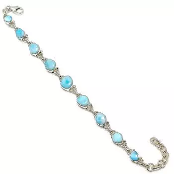 Браслет ручной работы из натурального серебра 925 пробы с драгоценным камнем Ларимар, 7–8 дюймов, q9Q40