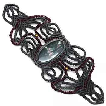 Браслет ручной работы из ниток макраме Ocean Jasper Jewel Jewel Stone Handmade 8-10 Ad