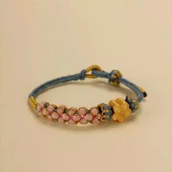 Браслет ручной работы из персиковых бусин Винтажный браслет Браслет в этническом стиле Регулируемый браслет