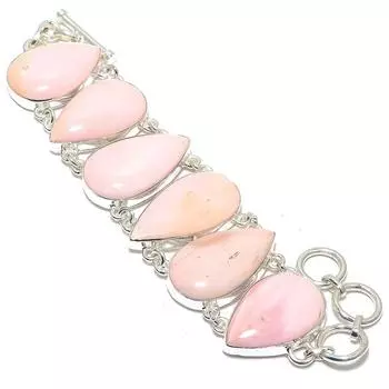 Браслет ручной работы из серебра 925 пробы с розовым опалом, этнический, 7-8 дюймов JCB367-42