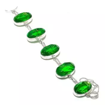 Браслет ручной работы из серебра 925 пробы с натуральным перидотом 7-8 дюймов I6S81