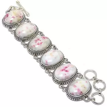 Браслет ручной работы из серебра 925 пробы с драгоценными камнями киновари, 7-8 дюймов JCB353-57