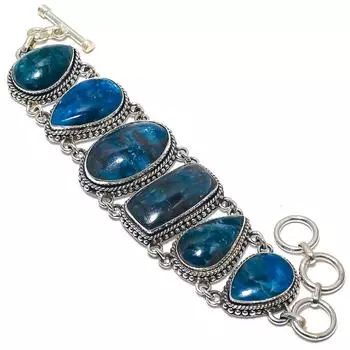 Браслет ручной работы из серебра 925 пробы с неоновым апатитом, этнический, 7-8 дюймов JCB353-108