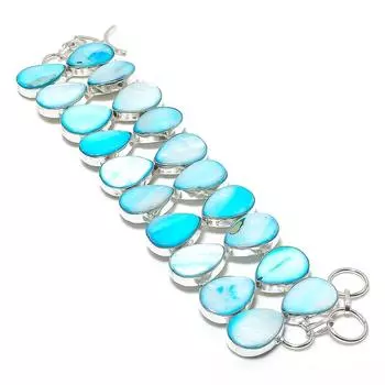 Браслет ручной работы из серебра 925 пробы с синим перламутром и драгоценными камнями 7-8 дюймов k6s09