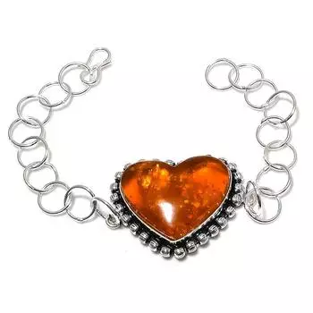 Браслет ручной работы из серебра 925 пробы с балтийским янтарем 7-8 дюймов W5y03