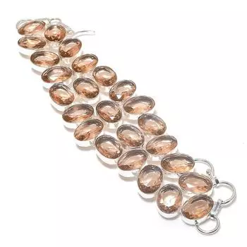 Браслет ручной работы из серебра 925 пробы с натуральным морганитом 7-8 дюймов m8p45