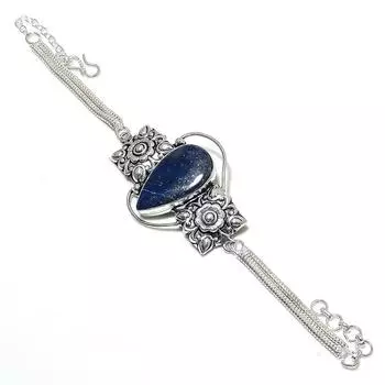 Браслет ручной работы из серебра 925 пробы с драгоценным камнем лазурит 7-8 дюймов M0h11