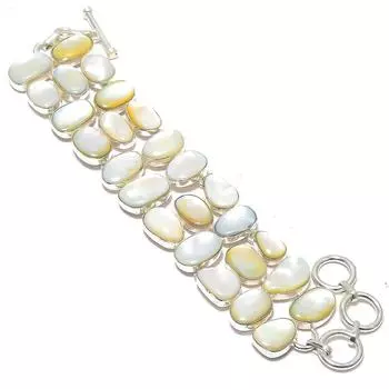 Браслет ручной работы из серебра 925 пробы с перламутром и драгоценными камнями 7-8 дюймов JCB353-5