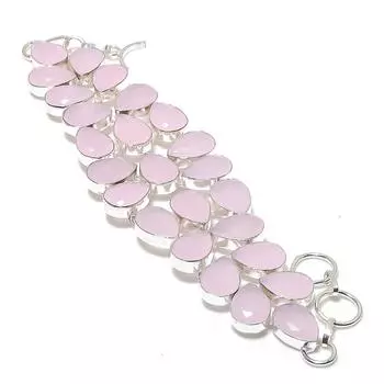 Браслет ручной работы из серебра 925 пробы с натуральным розовым халцедоном 7-8 дюймов T0w25