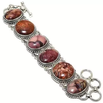 Браслет ручной работы из серебра 925 пробы с бабочкой и драгоценным камнем яшмой 7-8 дюймов JCB360-65