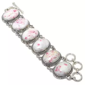 Браслет ручной работы из серебра 925 пробы с драгоценными камнями киновари, 7-8 дюймов JCB353-72