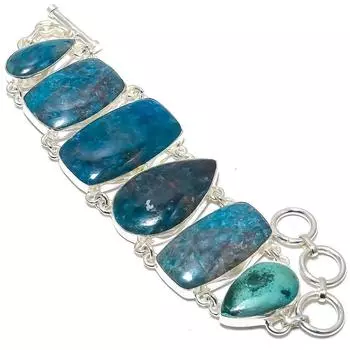 Браслет ручной работы из серебра 925 пробы с неоновым апатитом, этнический, 7-8 дюймов JCB367-18