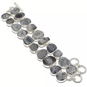 Браслет ручной работы из серебра 925 пробы с кораллами-скатами, этнический, 7-8 дюймов JCB353-6